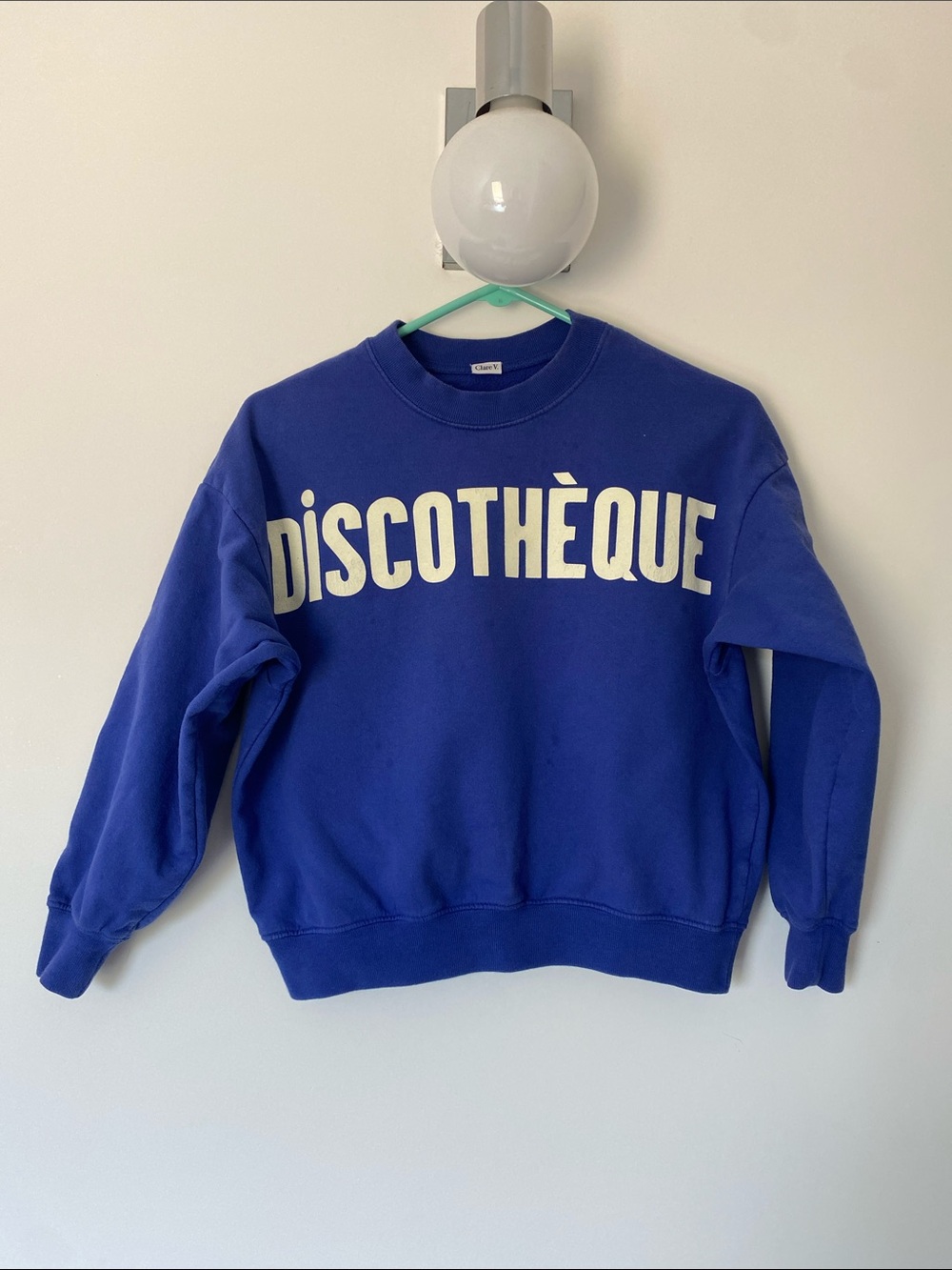 Clare V Royal Blue 'DISCOTHÈQUE' Crewneck Sweatshirt